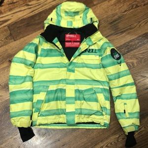 O’Neil kids ski jacket yellow and green size 12